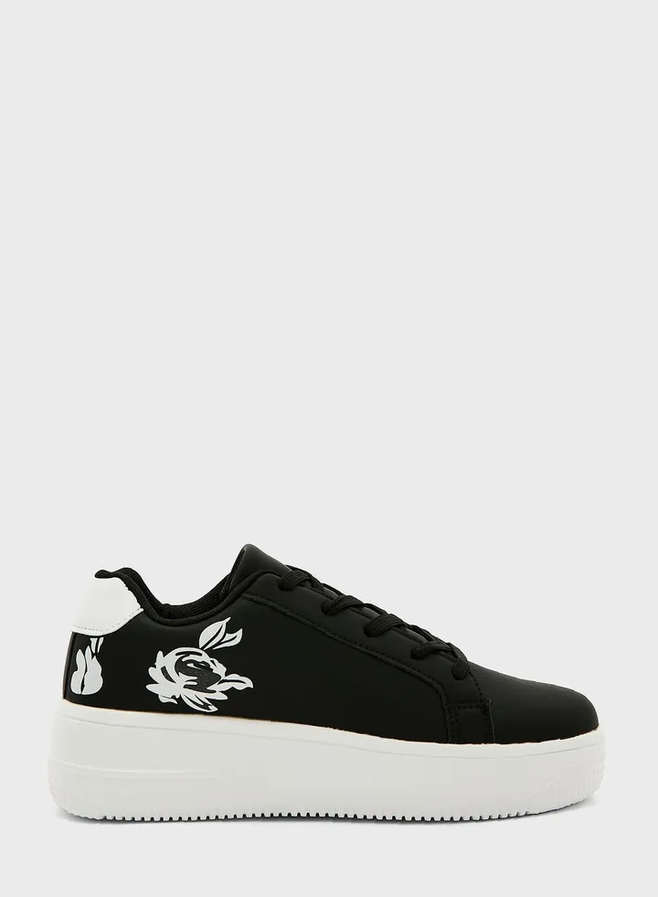 Flower Print Stacked Sneaker