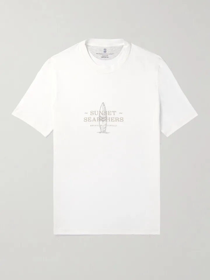 Printed Cotton and Linen-Blend Jersey T-Shirt