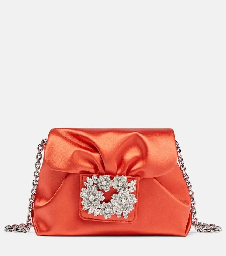 Bouquet embellished satin shoulder bag