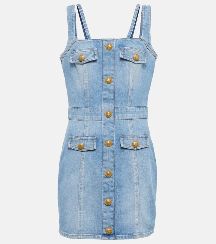 Embellished denim minidress