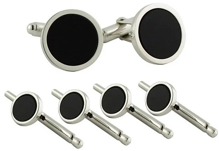 Onyx Cuff Links & Shirt Stud Set