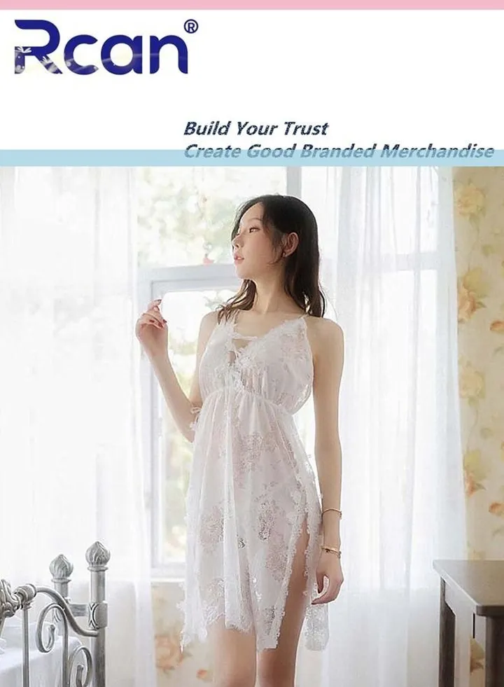Lingerie for Women V Neck Tulle Jacquard Pajamas Babydoll Backless Two-Piece Set