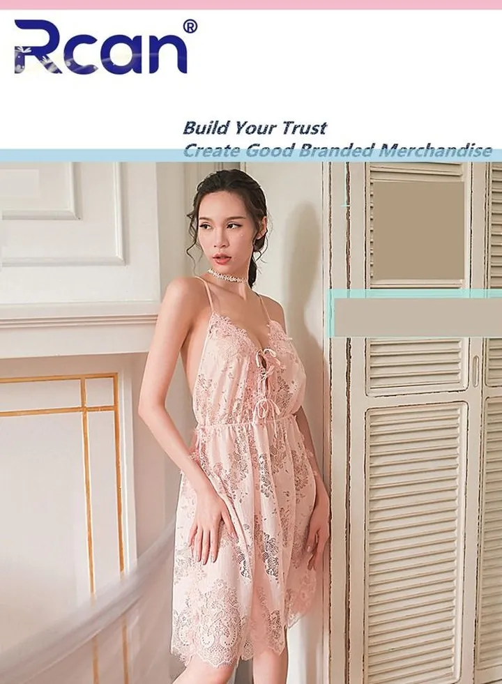 Lingerie for Women V Neck Tulle Jacquard Pajamas Babydoll Backless Two-Piece Set