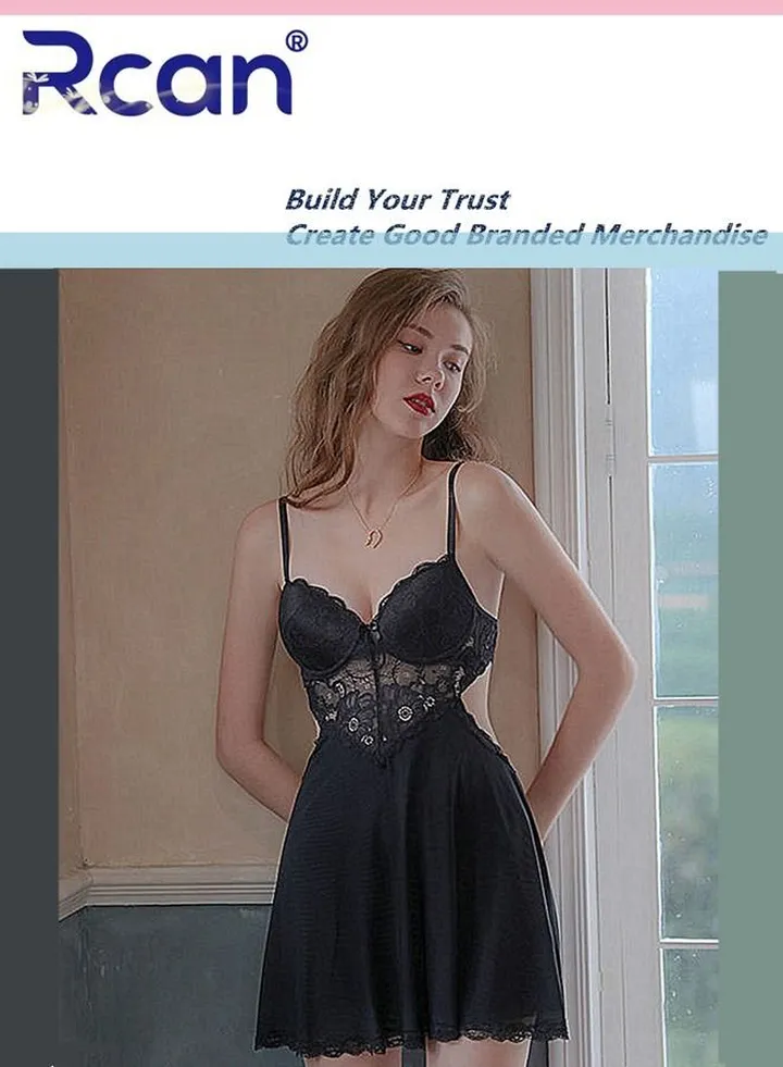 Lingerie for Women French V-Neck Mesh High-End Jacquard Suit Babydoll Suspenders 2-Piece Set