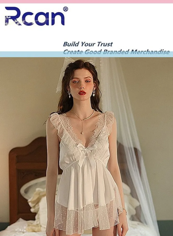 Lingerie for Women Tulle Polka Dot V Neck Pajamas Babydoll Backless Camisole