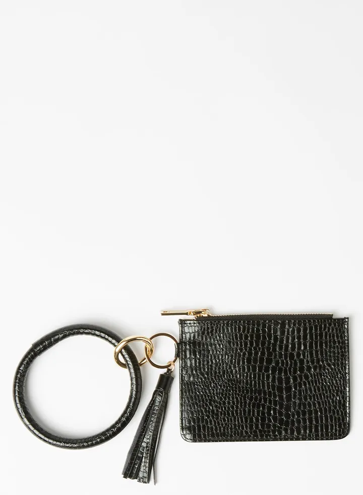 Stylish Tassel Detail Card Holder Black