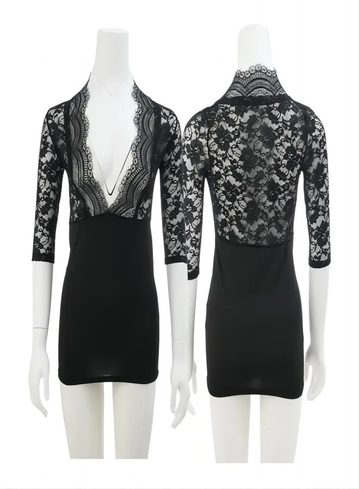 Elegant and charming uniform transparent lace suit
