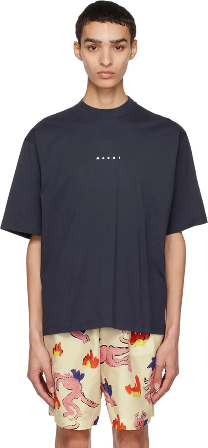 Marni Navy Printed T-Shirt