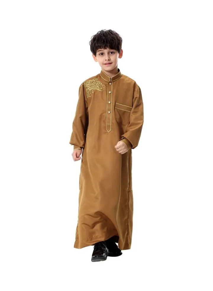 Pack Of 50 Kids Embroidered Kandora Brown/Beige