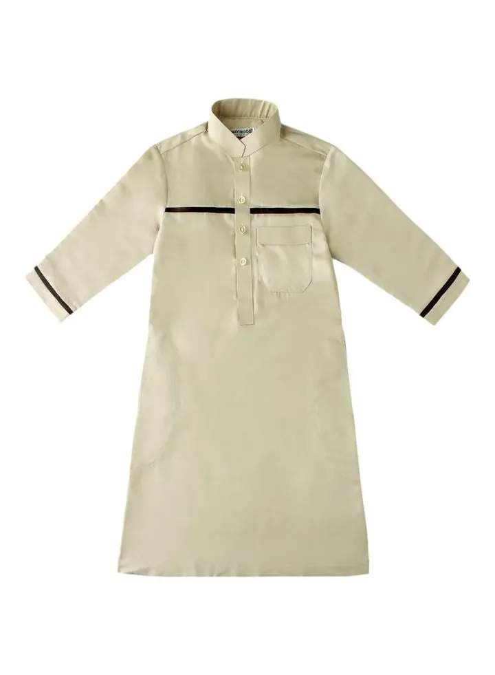 48 Pack Kids High Neck Kandora Beige/Black