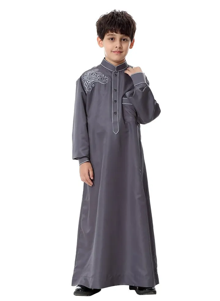 Mandarin Neck Arabi Kandora Dark Grey