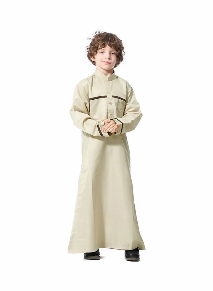 Casual Long Sleeve Kaftan Beige