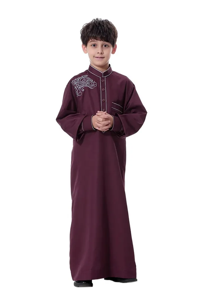 Mandarin Neck Arabi Kandora Wine Red