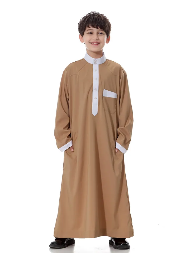 Solid Color Kaftan Costume Brown