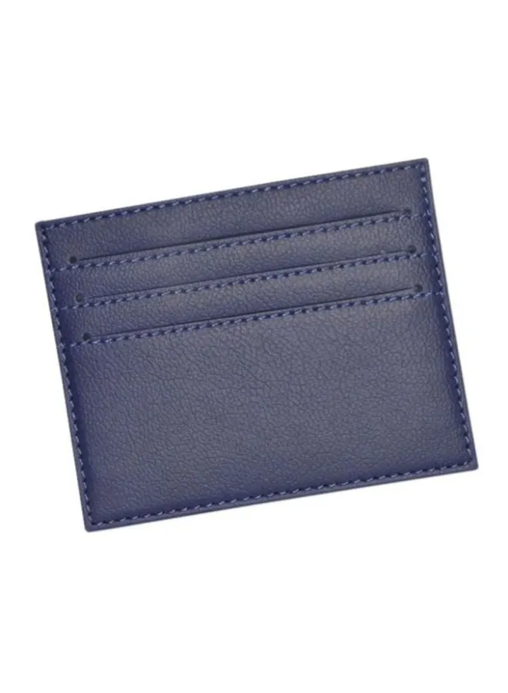 2 Sides Opening PU Slim Card Holder Blue 