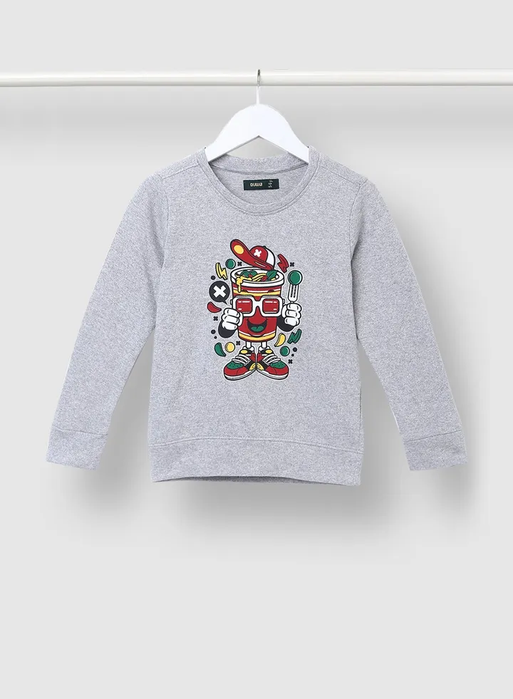 Casual Boys Graphic Printed Long Sleeve Sweatshirt Grey
