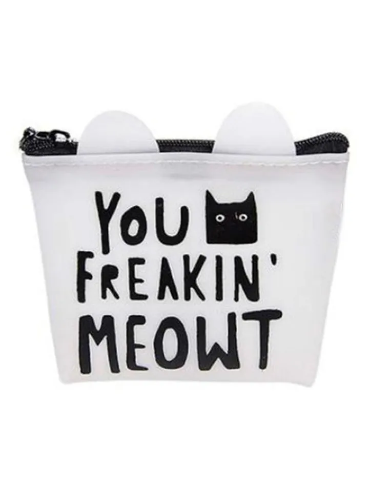Animal Printed Pouch Wallet White/Black