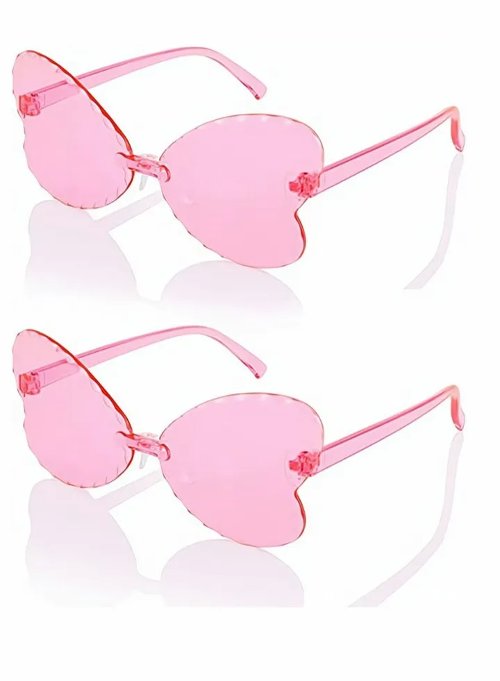 Kids Sunglasses 2 Pcs Rimless Butterfly Shaped Child Sunglasses Polarized Sunglasses Neon Sunglasses UV Protection for Kids Boys Girls of 3-10 Years Old Birthday Party Beach Pool Supplies
