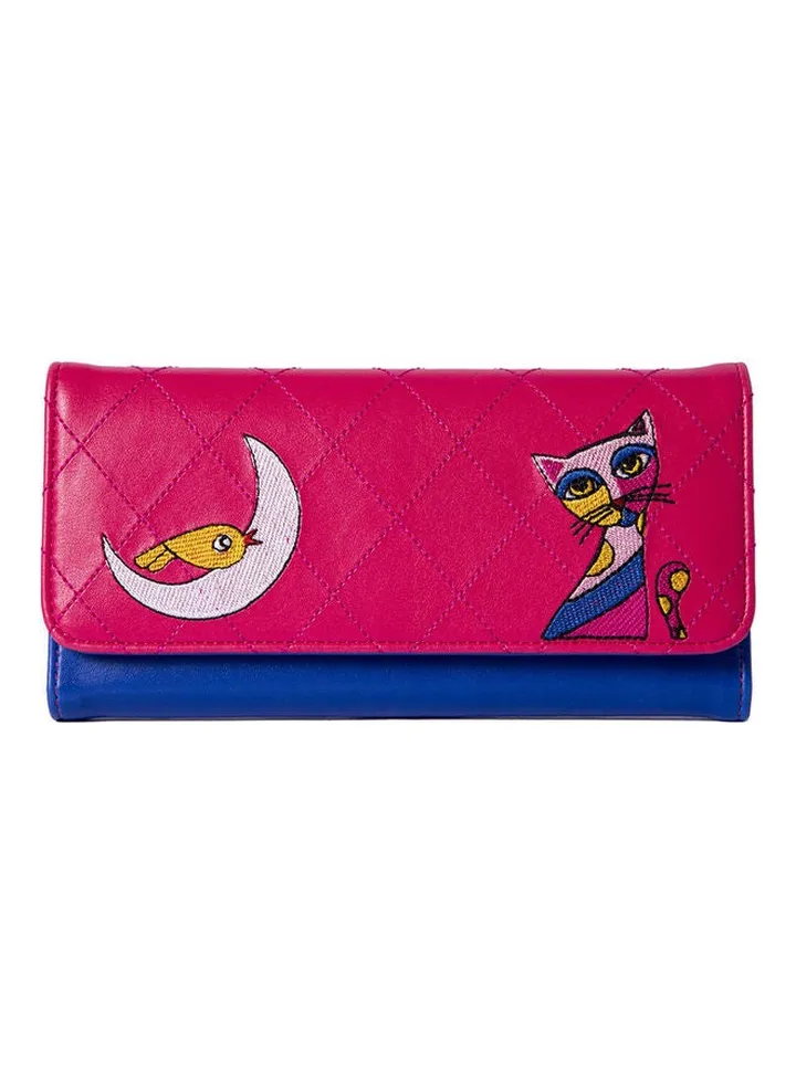 Owl and City Embroidered Wallet Multicolour
