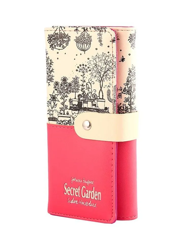Multifunctional Leather Wallet Pink/Beige