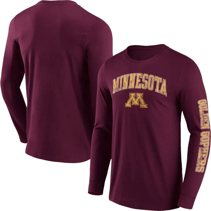 Men's Fanatics Branded Maroon Minnesota Golden Gophers Distressed Arch Over Logo 2.0 Long Sleeve T-shirt