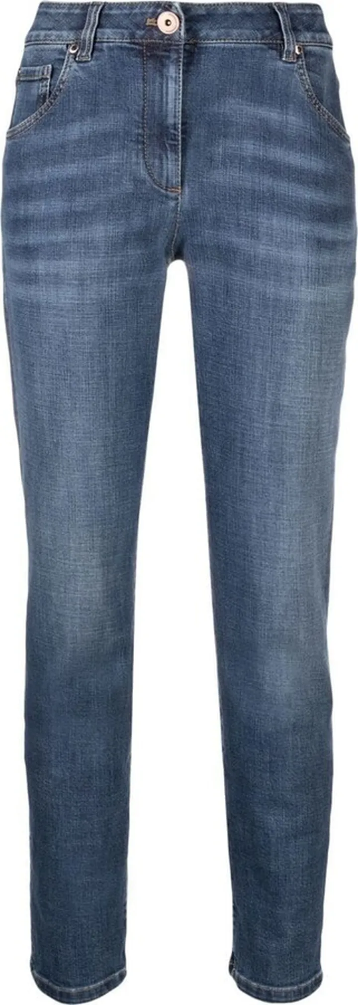 Distressed-Finish Denim Jeans
