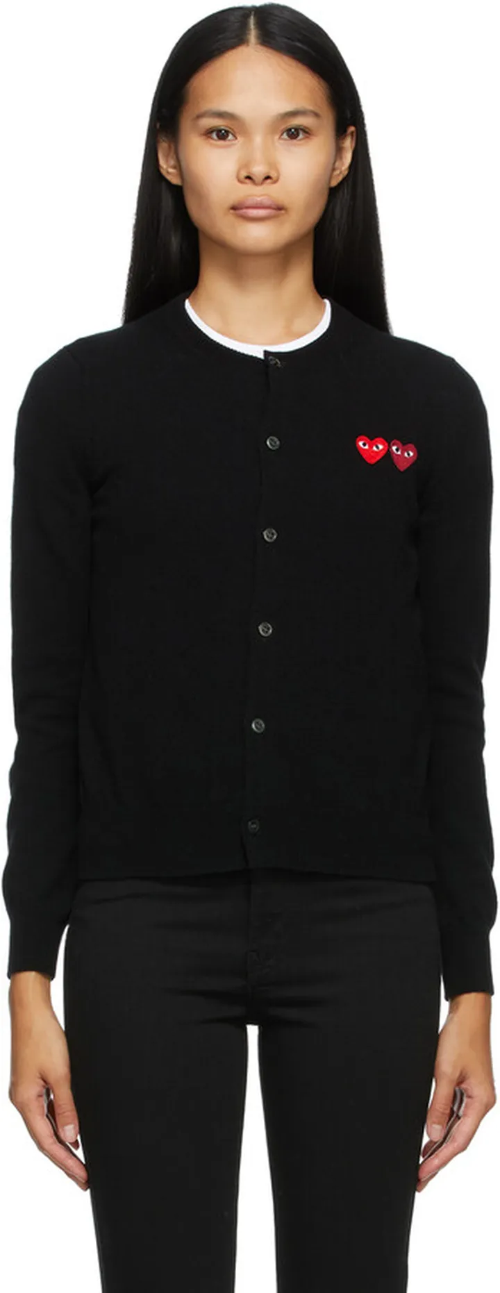 Comme des Garçons Play Black Double Heart Cardigan