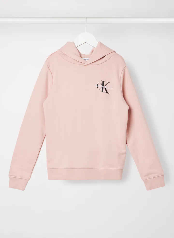 Kids Unisex Monogram Hoodie Pink