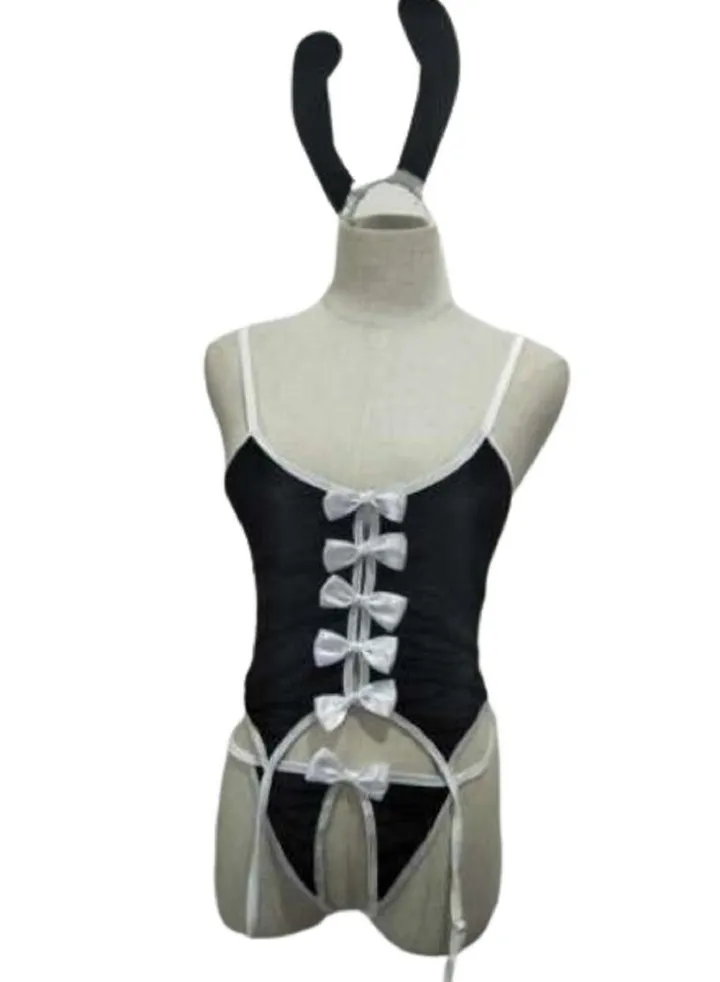 Bunny Girl Pleuche Garters Lingerie Set
