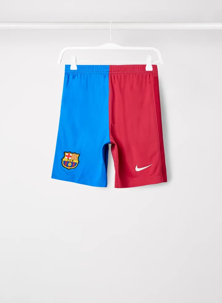 Older Kids' F.C. Barcelona 21/22 Stadium Home/Away Football Shorts Maroon/Blue