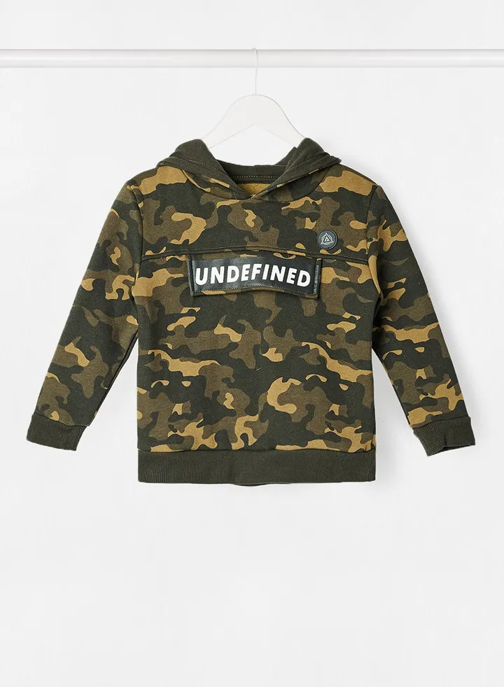 Comfortable Cotton Blend Fashion Hoodie Camo Green