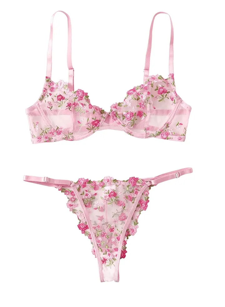 Women Fashion Babydoll Sleepwear Bra Sweet Low-Waist Lace Underwear Set