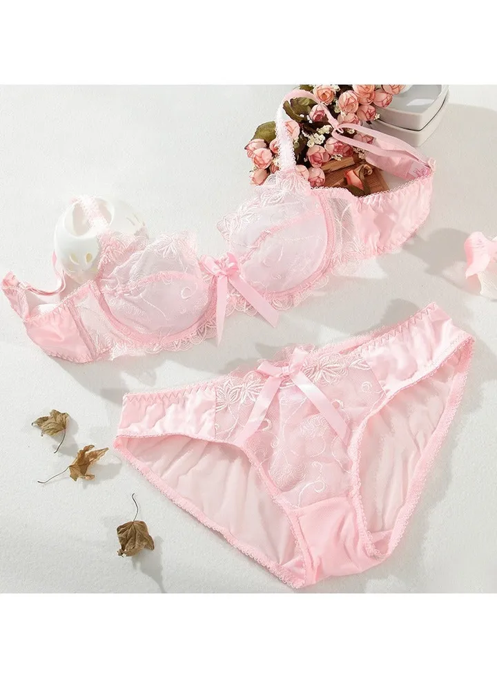 Lace Trim Lingerie Set.