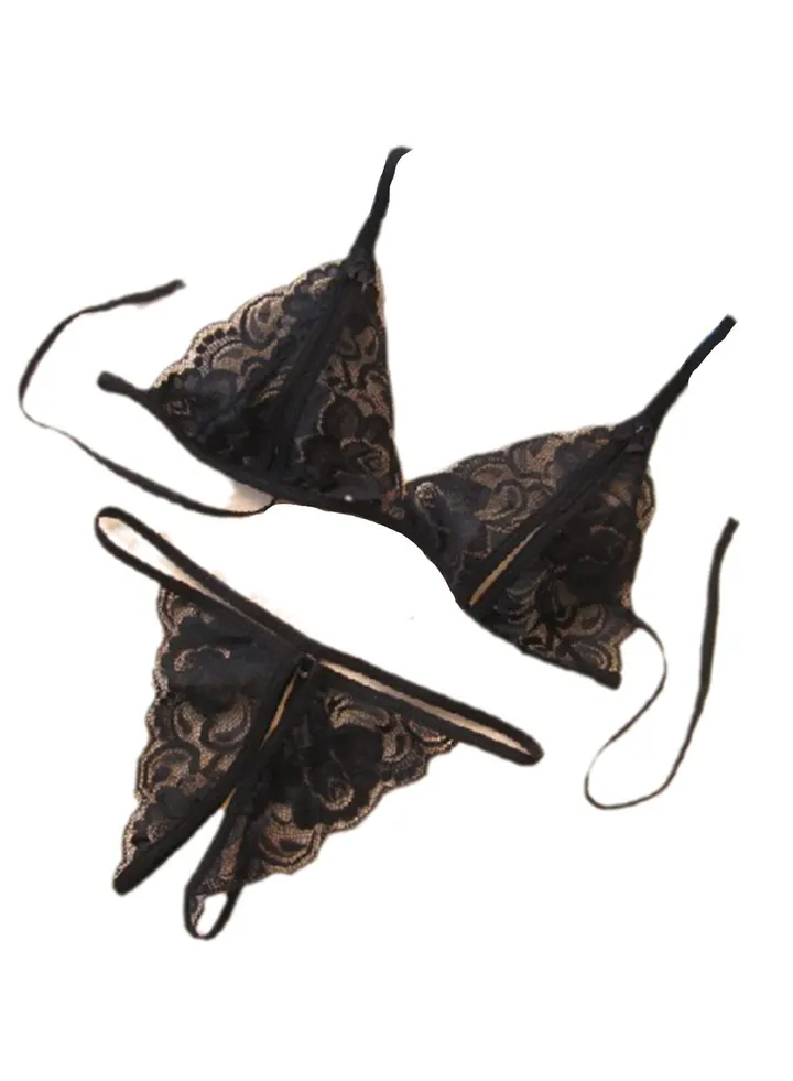 2pcs lace underwear set thong two piece underwear set