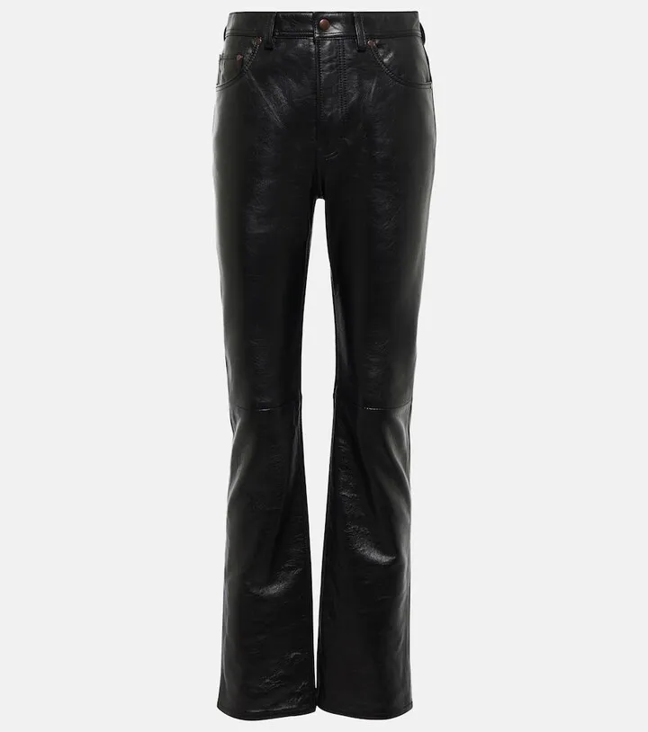 High-rise flared leather pants