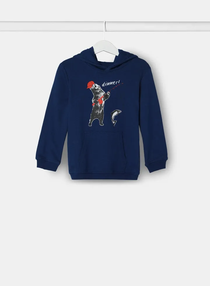 Toddler Boys Sweat Shirt With Hoodie Navy Blue
