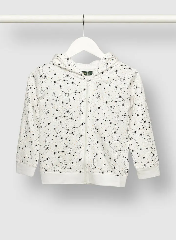 Trendy Boys All Over Printed Long Sleeve Sweatshirt Whie/Black