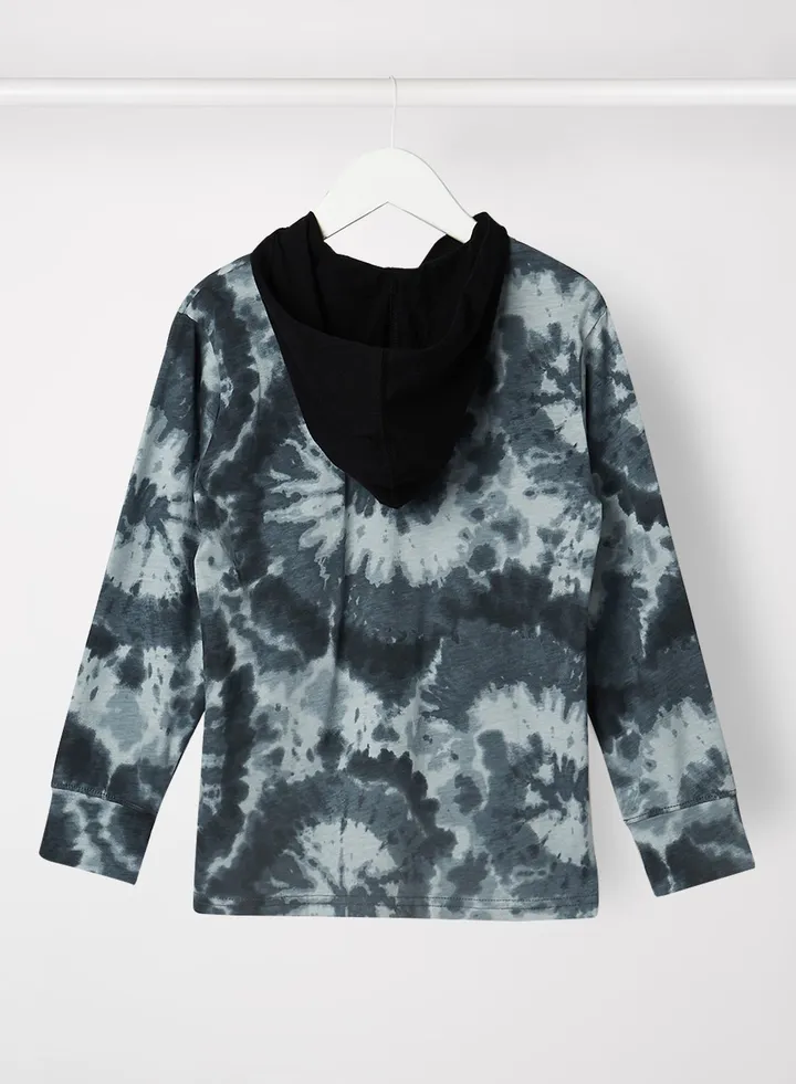 Tie Dye Detail Hoodie Gray Steel
