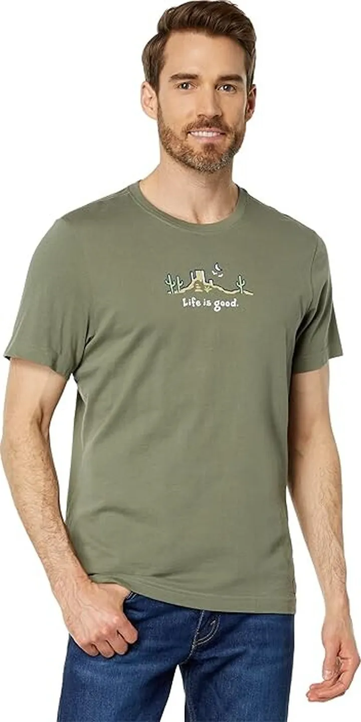 Life is Good Desert Vista Short Sleeve Crusher Tee (Moss Green) Men's T Shirt