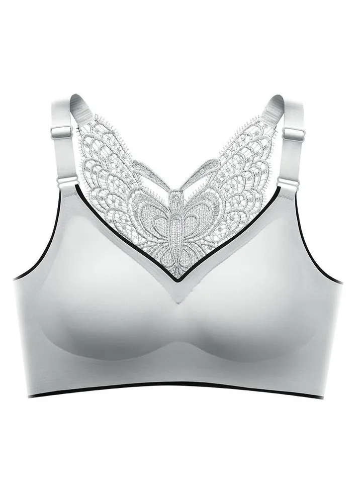 Women's Butterfly Latex Lace Bralette High Elastic Push Up Padded Daily Leisure Comfort Breathable Soft Cup Bras Sweet Romantic .