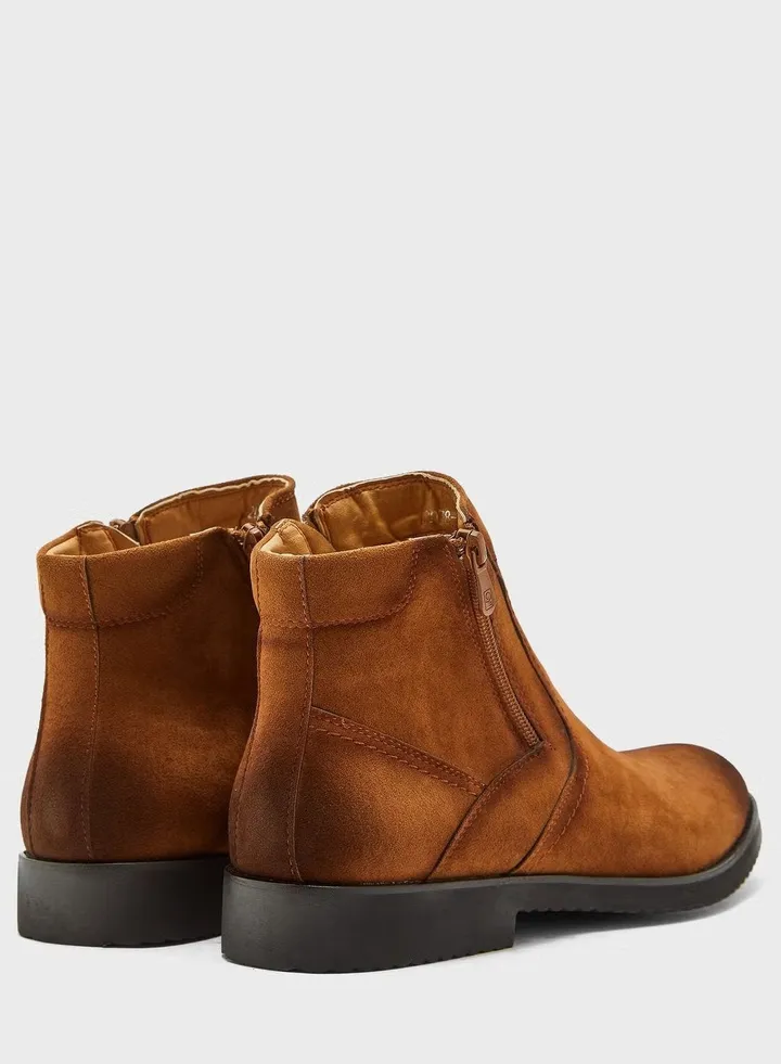 Faux Suede Chelsea Boots