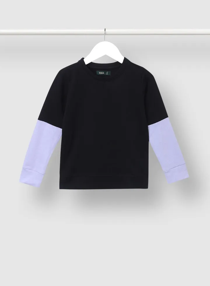 Trendy Boys Colourblock Casual Sweatshirt Black
