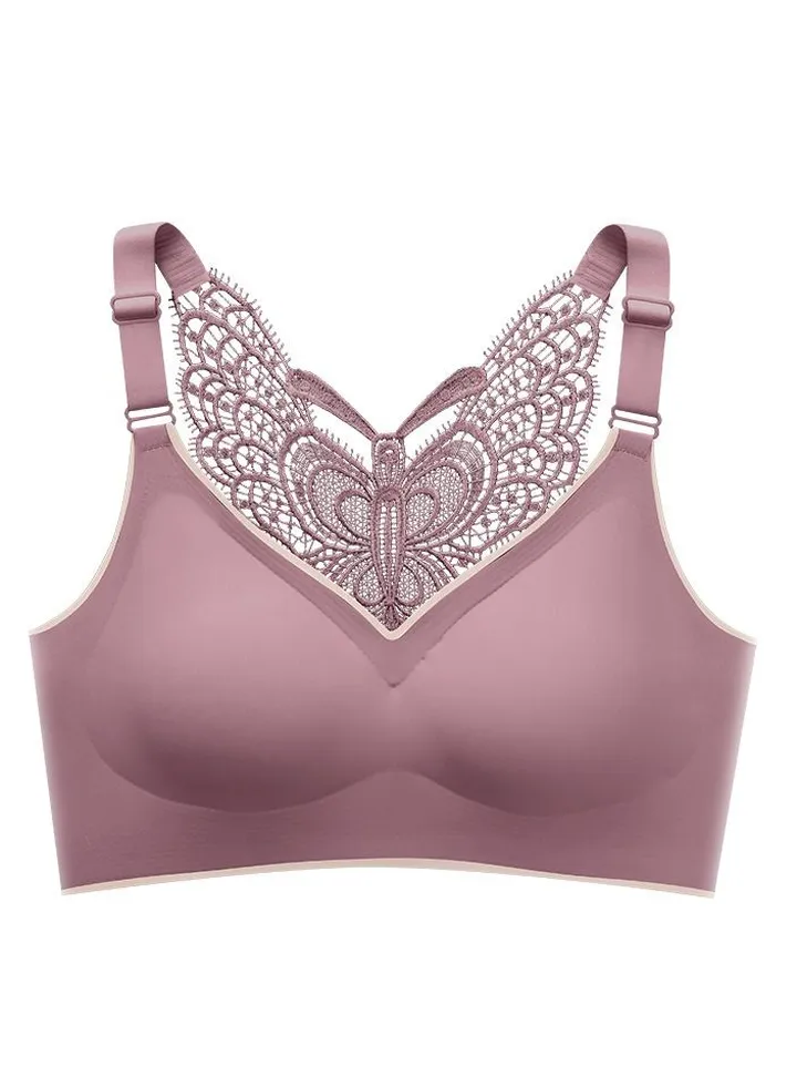 Women's Butterfly Latex Lace Bralette High Elastic Push Up Padded Daily Leisure Comfort Breathable Soft Cup Bras Sweet Romantic .