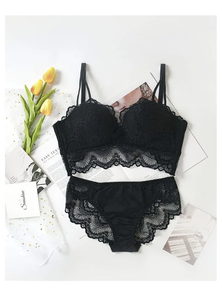 Ultra-thin spongeless transparent bra, large chest shows small, lace bra, women's underwear bra