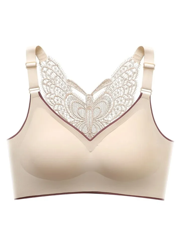Women's Butterfly Latex Lace Bralette High Elastic Push Up Padded Daily Leisure Comfort Breathable Soft Cup Bras Sweet Romantic .