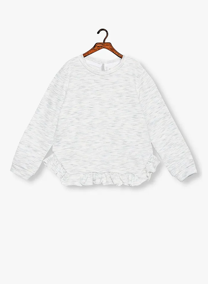 Flounce Long Sleeve Sweatshirt White