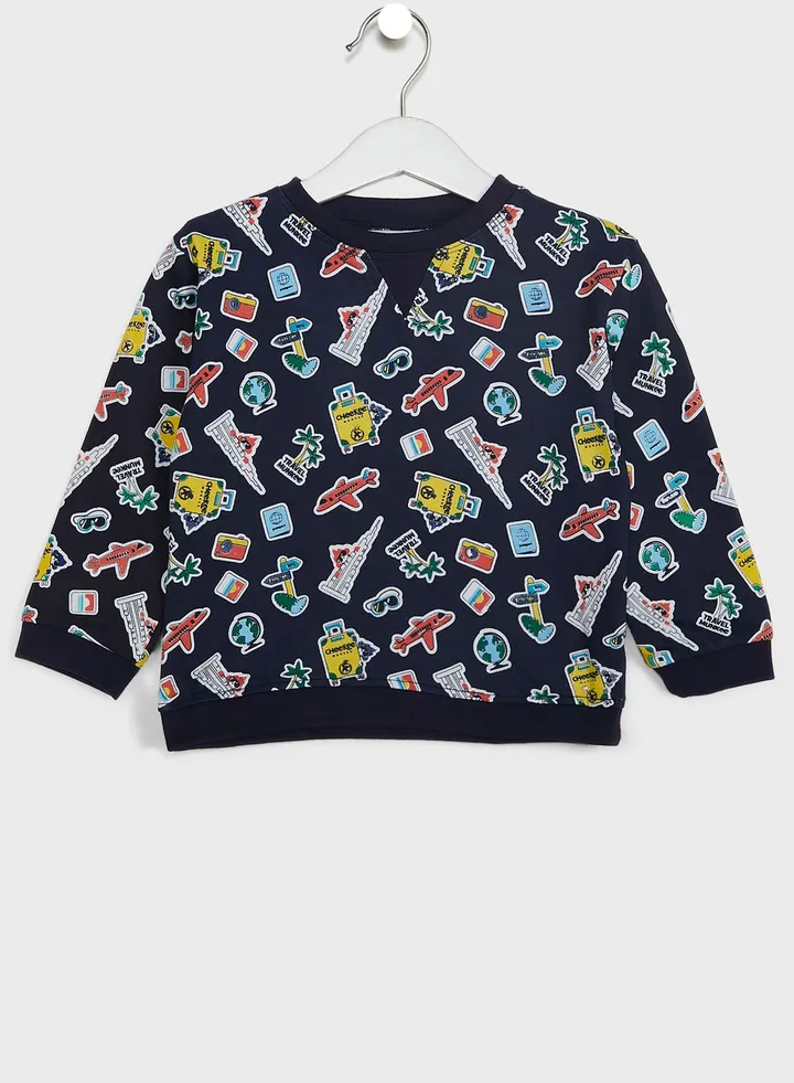 Kids Vacation Print Sweatshirt