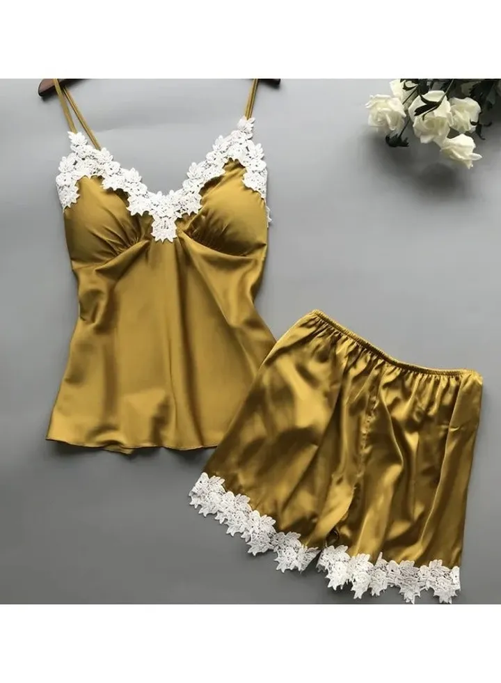 2Piece Silk Satin Pajama Sleepwear