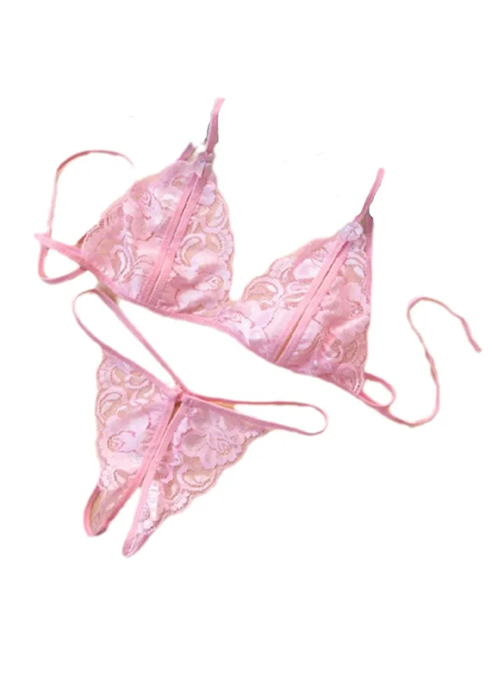 2pcs lace underwear set thong two piece underwear set