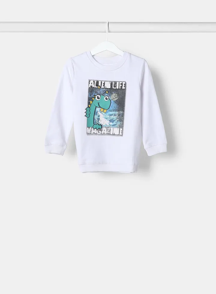 Boys Sweatshirt White/Green